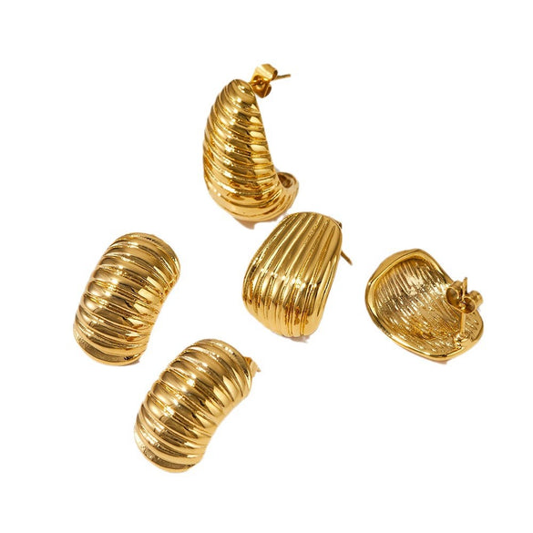 Wholesale Stainless Steel Earrings With Irregular Spiral Geometric Pattern Cold Style Electroplated For Women