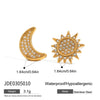 Wholesale Stainless Steel Earrings With White Diamond Moon And Sun Geometric Pattern Electroplated Classic And Minimalist Style