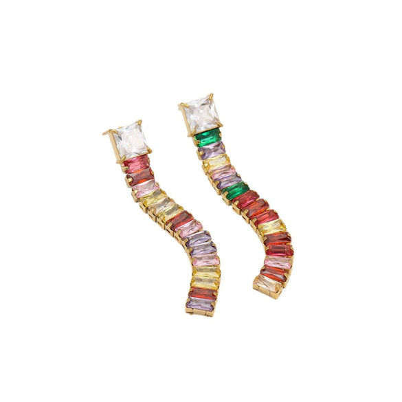 Wholesale Stainless Steel Earrings With Zircon Tassel And Vintage Style Electroplated