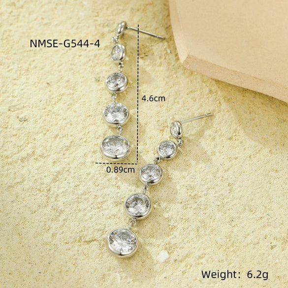 Wholesale Stainless Steel Earrings With Zircon Tassel And Vintage Style Electroplated