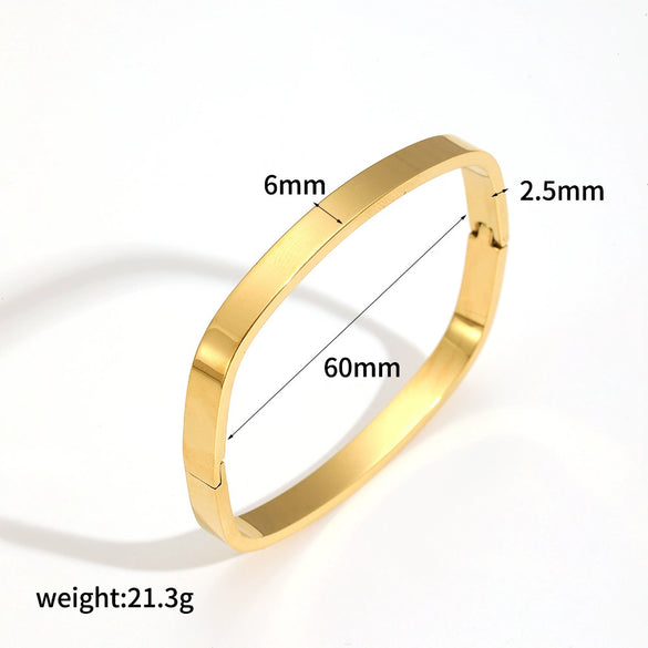 Wholesale Stainless Steel Elastic Bracelet For Women Highend Geometric Style 18K Gold Hollow Opening Electroplated