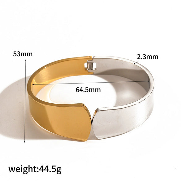 Wholesale Stainless Steel Elastic Bracelet For Women Highend Geometric Style 18K Gold Hollow Opening Electroplated