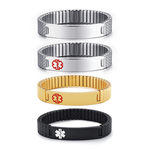 Wholesale Stainless Steel Elastic Medical Logo Geometric Bracelet
