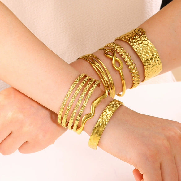 Wholesale Stainless Steel Electroplated Adjustable Open Bracelet For Women Exaggerated Highend And Personality Style