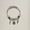 Wholesale Stainless Steel Electroplated Angel Wings Fourleaf Clover Pendant Beaded Bracelet With High Sense Design