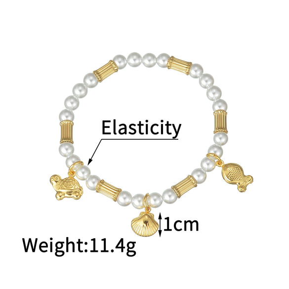 Wholesale Stainless Steel Electroplated Animal Zodiac Pearl Women's Bracelet Jewelry