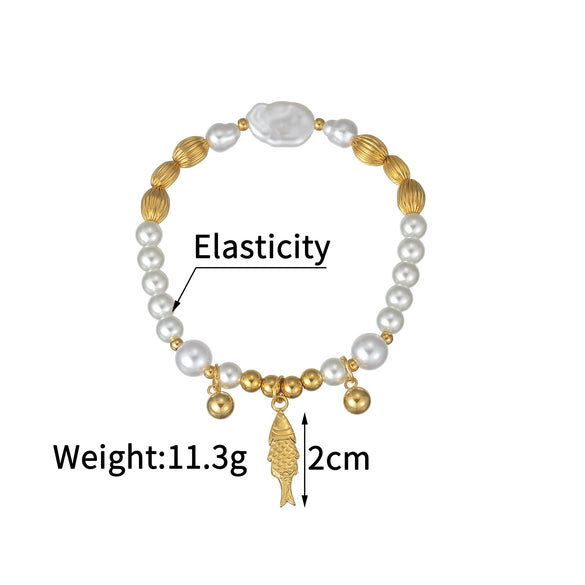 Wholesale Stainless Steel Electroplated Animal Zodiac Pearl Women's Bracelet Jewelry