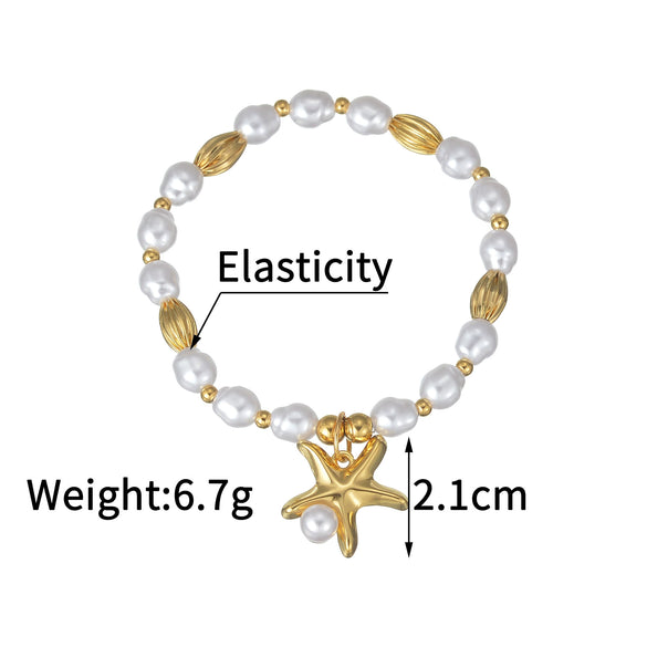 Wholesale Stainless Steel Electroplated Animal Zodiac Pearl Women's Bracelet Jewelry