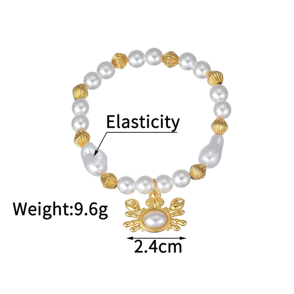 Wholesale Stainless Steel Electroplated Animal Zodiac Pearl Women's Bracelet Jewelry