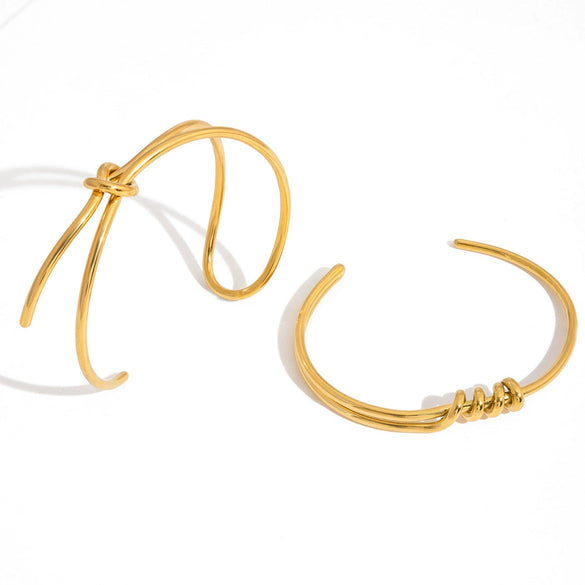 Wholesale Stainless Steel Electroplated Asymmetrical Line Geometric Open Bracelet