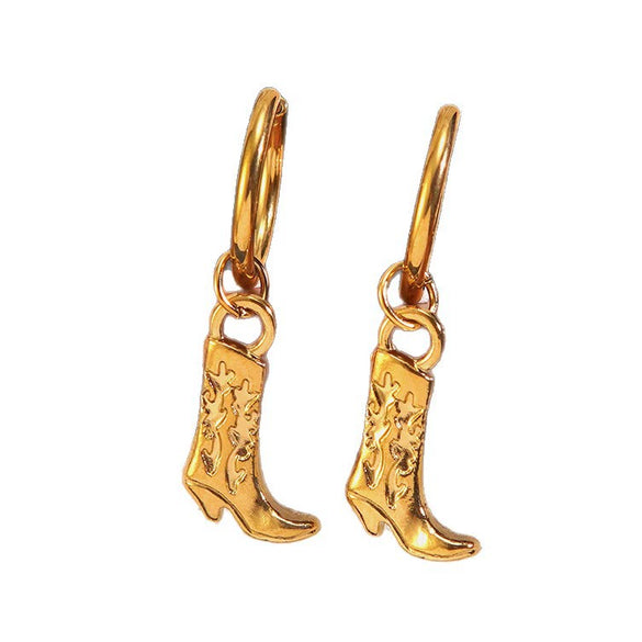 Wholesale Stainless Steel Electroplated Boots Pattern Jewelry Set For Western Cowboy And Women