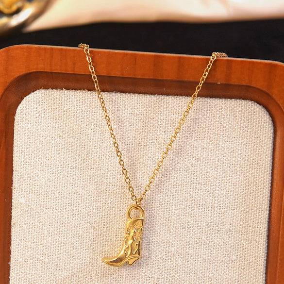 Wholesale Stainless Steel Electroplated Boots Pattern Jewelry Set For Western Cowboy And Women