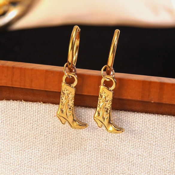 Wholesale Stainless Steel Electroplated Boots Pattern Jewelry Set For Western Cowboy And Women