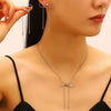 Wholesale Stainless Steel Electroplated Bowknot Earrings And Clavicle Chain Set Accessories For Women