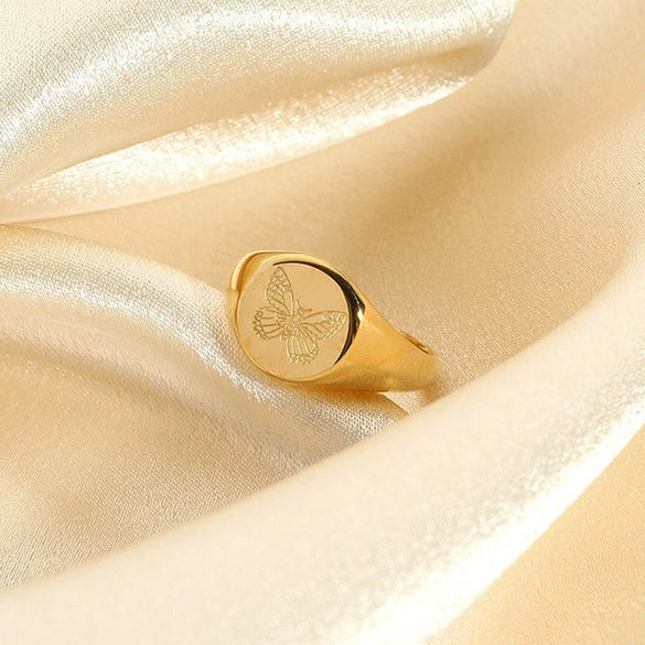 Wholesale Stainless Steel Electroplated Butterfly And Bow Insect Pattern Ring For Women Luxury Jewelry Accessories