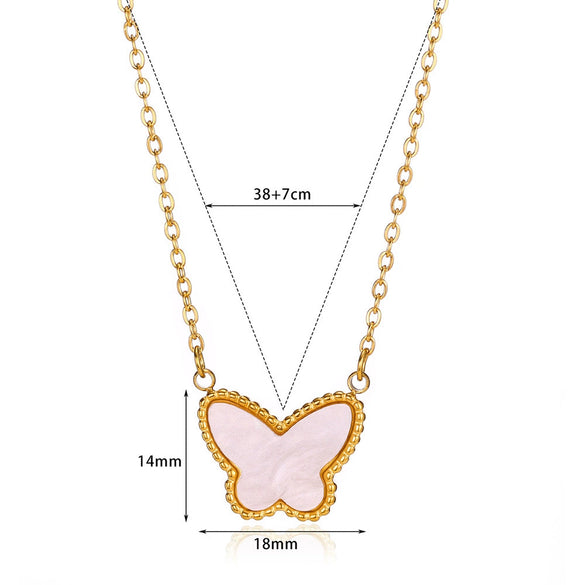 Wholesale Stainless Steel Electroplated Butterfly Pendant Necklace Unisex Simple Accessory