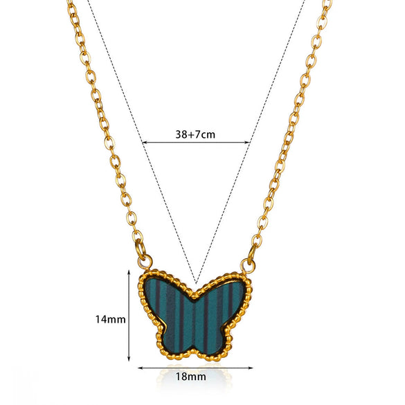Wholesale Stainless Steel Electroplated Butterfly Pendant Necklace Unisex Simple Accessory