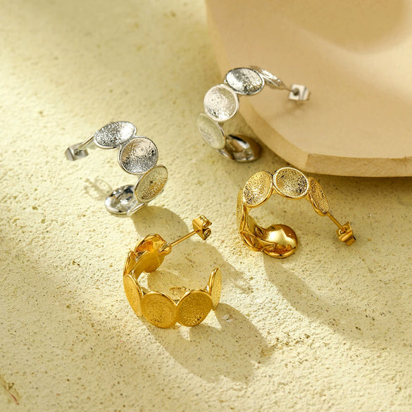 Wholesale Stainless Steel Electroplated Cshaped Earrings Retro Style For Women