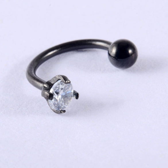 Wholesale Stainless Steel Electroplated Cshaped Zircon Earrings