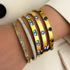 Wholesale Stainless Steel Electroplated Devil's Eye Diamondencrusted Love Bracelet Set Nonfading Open Bracelet Geometric Style Accessories