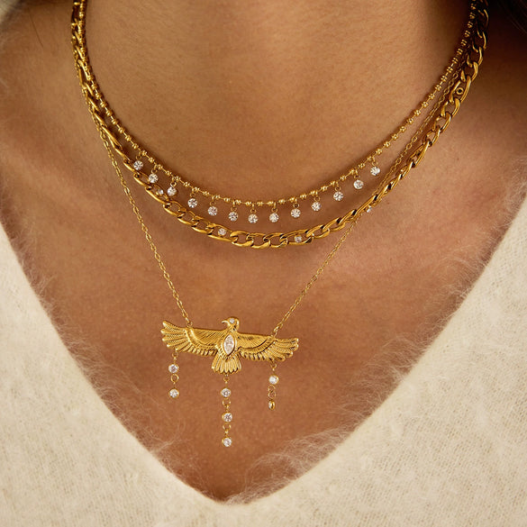 Wholesale Stainless Steel Electroplated Eagle Shape Pendant Necklace For Women