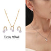 Wholesale Stainless Steel Electroplated Ferris Wheel Ushaped Bead Zircon Women's Necklace And Earrings Set