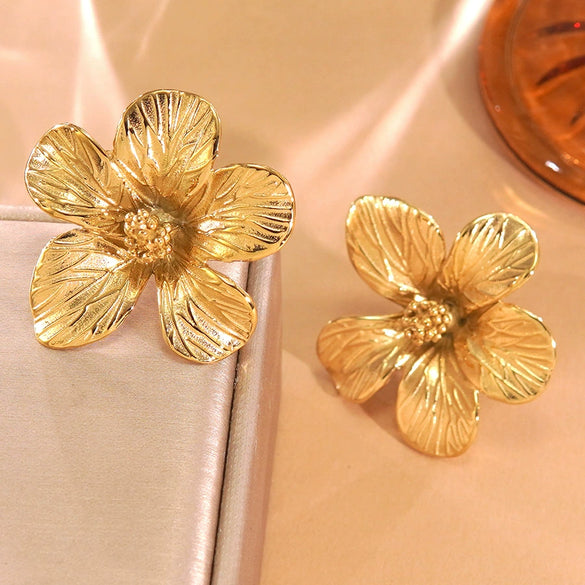 Wholesale Stainless Steel Electroplated Flower Earrings For Women