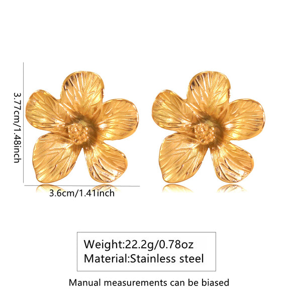 Wholesale Stainless Steel Electroplated Flower Earrings For Women