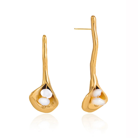 Wholesale Stainless Steel Electroplated Flower Earrings For Women