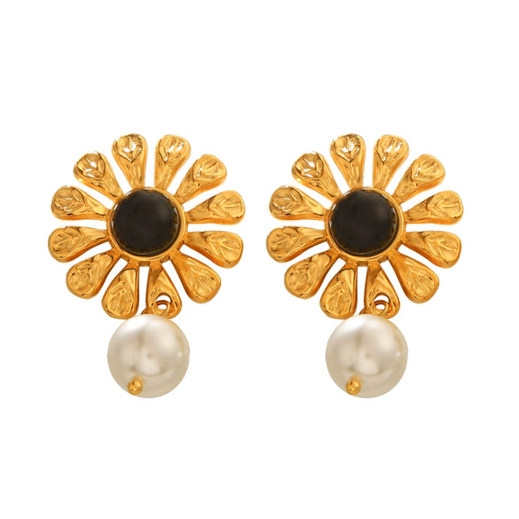Wholesale Stainless Steel Electroplated Flower Earrings For Women