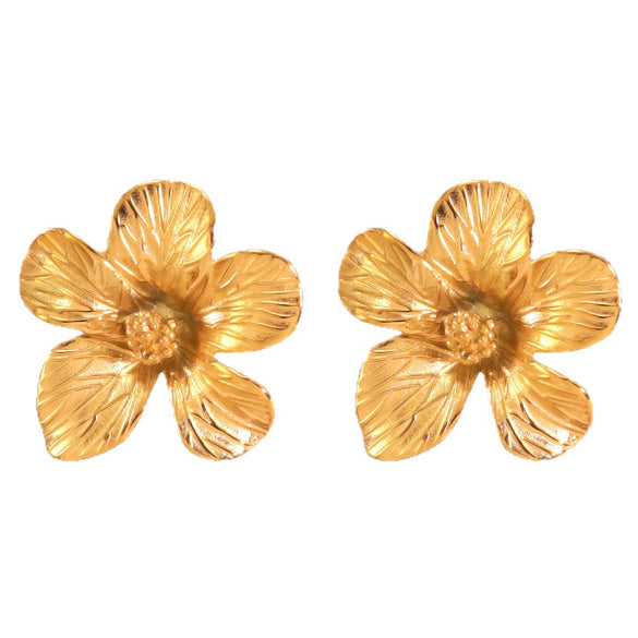 Wholesale Stainless Steel Electroplated Flower Earrings For Women