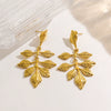 Wholesale Stainless Steel Electroplated Flower Leaf Pendant Earrings Jewelry For Women