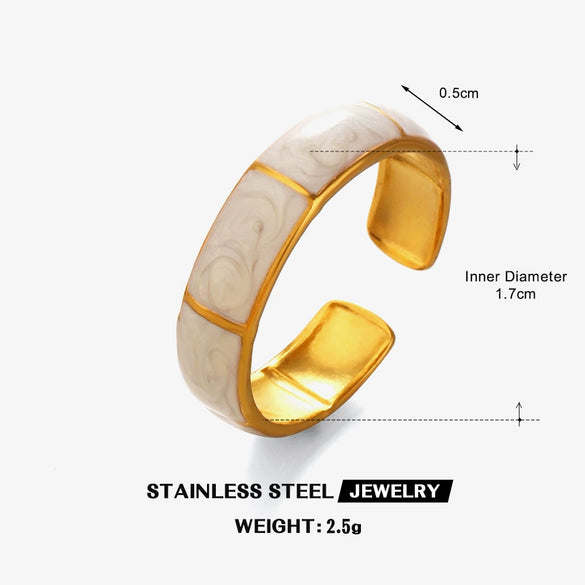 Wholesale Stainless Steel Electroplated Flower Pattern Ring For Women