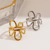 Wholesale Stainless Steel Electroplated Flowershaped Open Ring For Women