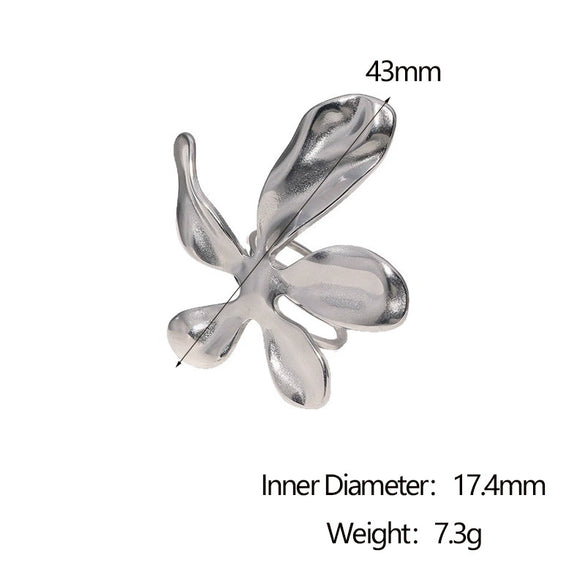 Wholesale Stainless Steel Electroplated Flowershaped Open Ring Hand Jewelry For Women
