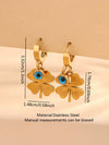 Wholesale Stainless Steel Electroplated Fourleaf Clover Devil's Eye Leaves Pattern Earrings For Women