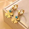 Wholesale Stainless Steel Electroplated Fourleaf Clover Devil's Eye Leaves Pattern Earrings For Women