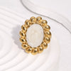 Wholesale Stainless Steel Electroplated Geometric And Floral Pattern Open Ring Women's Jewelry
