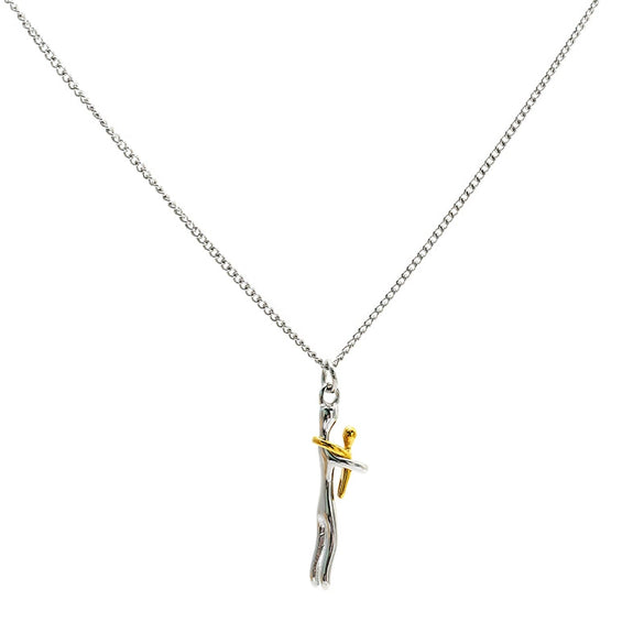Wholesale Stainless Steel Electroplated Geometric Cartoon Character Motherdaughter Hugging Design Necklace For Adults Children And Elders