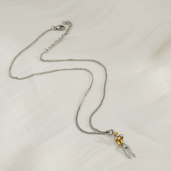 Wholesale Stainless Steel Electroplated Geometric Cartoon Character Motherdaughter Hugging Design Necklace For Adults Children And Elders