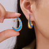 Wholesale 316L Stainless Steel Electroplated Geometric Crescent Shaped Inner Hollow Oil Drop Women's Earrings