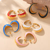 Wholesale 316L Stainless Steel Electroplated Geometric Crescent Shaped Inner Hollow Oil Drop Women's Earrings
