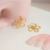Wholesale Stainless Steel Electroplated Geometric Cut Out Flower Earrings For Women