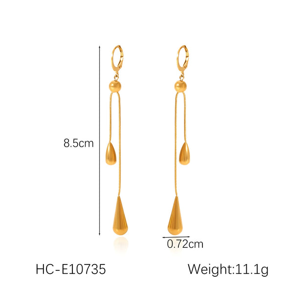 Wholesale Stainless Steel Electroplated Geometric Drop Shape Tassel Earrings For Women
