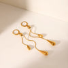Wholesale Stainless Steel Electroplated Geometric Drop Shape Tassel Earrings For Women