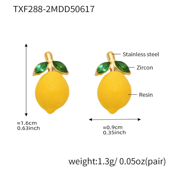 Wholesale Stainless Steel Electroplated Geometric Ferris Wheel Lemon Pendant Earrings For Women