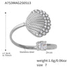 Wholesale Stainless Steel Electroplated Geometric Ferris Wheel Seahorse Octopus Shell Inlaid Ring For Women