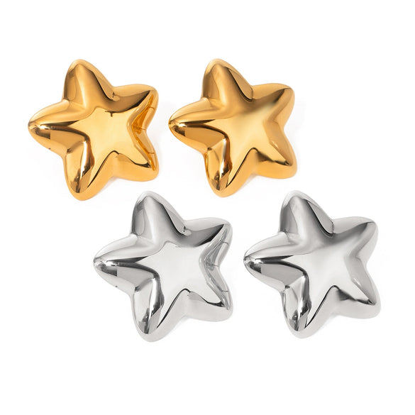 Wholesale Stainless Steel Electroplated Geometric Fivepointed Star Earrings Jewelry For Women