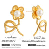 Wholesale Stainless Steel Electroplated Geometric Flower Cut Out Earrings For Women