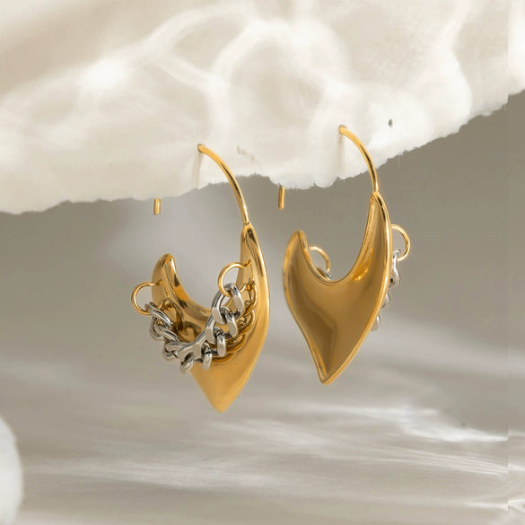 Wholesale Stainless Steel Electroplated Geometric Heart Earrings For Women